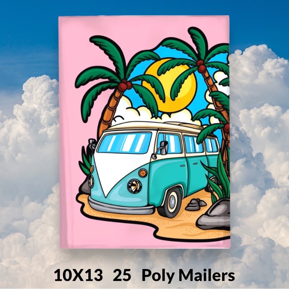( Quantity 25 10x13 ) Summer Daze Days Poly Mailer Bags Shipping Envelopes